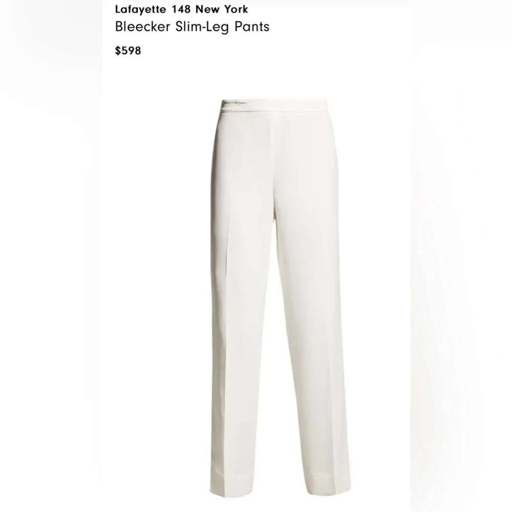 Lafayette 148 New York Bleecker Slim-Leg Pants | Cream | Reg. $598 | $150 - Picture 8 of 11